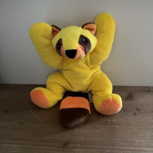TY Pillow Pal Rusty The Raccoon 18” 1998 Yellow Stuffed Animal